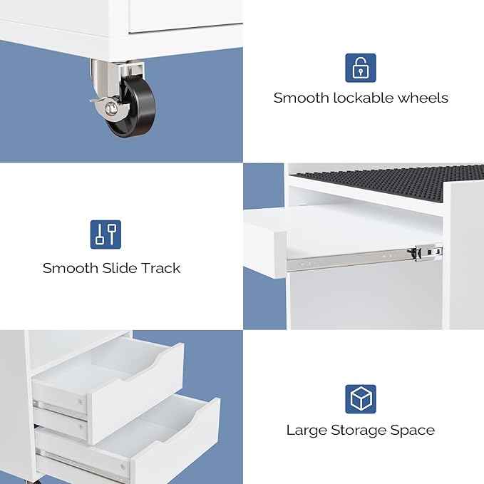 Medical Carts with Wheels, Crash Cart Ultrasound Trolley with Non-Slip Pads - Image 4