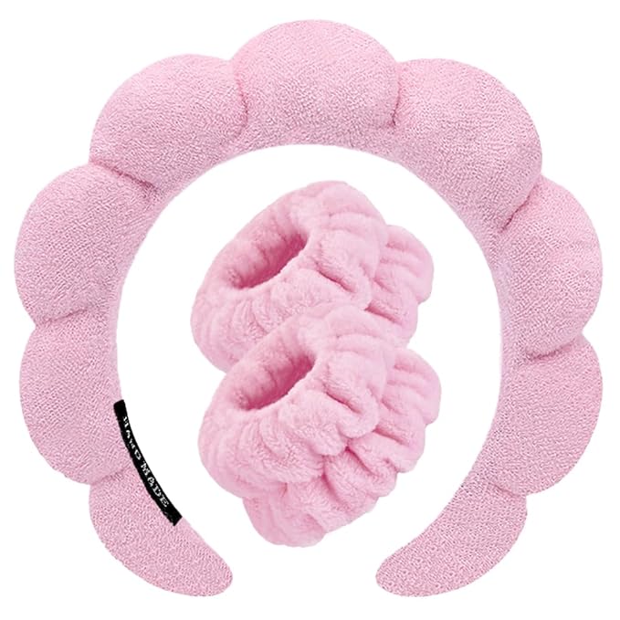 Tetizo Spa Headbands for Washing Face Wristband Set Sponge Makeup Skincare by Tetizo