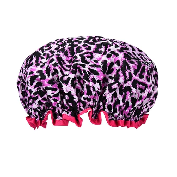 Womens Pink Leopard Print Shower Caps by YALLNASL