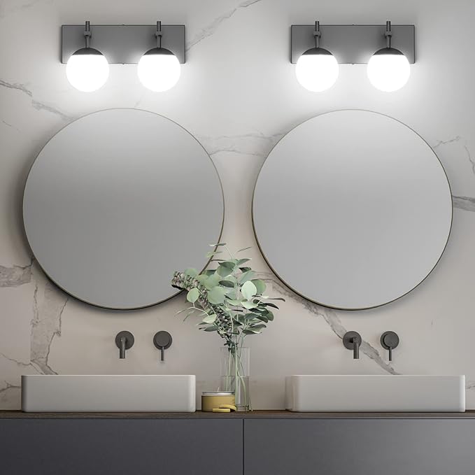 Ralbay Matte Black Bathroom Wall Light Fitures 2-Light Mid Century Modern - Image 4
