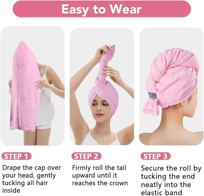 AIDEA Microfiber Hair Towel, Open Wide-End Hair Towels, Super Absorbent Hair - Image 7