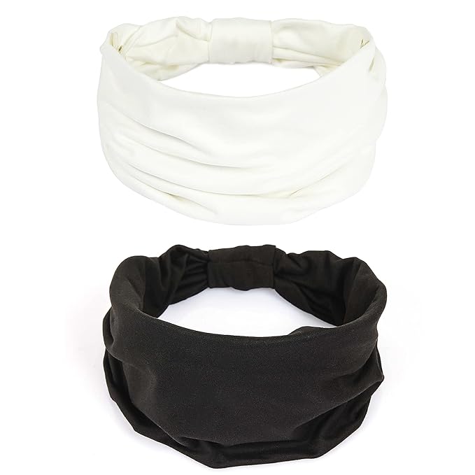 GiLi 2 Pack Wide Headbands for Women Boho African Knotted Non Slip Fashion Hair by GiLi
