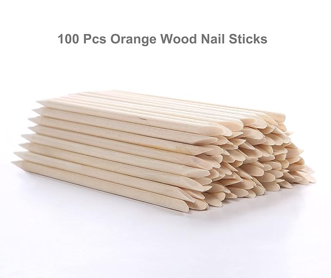 600Pcs Orange Wood Sticks for Nails, HOOMBOOM Double Sided Cuticle Pusher - Image 2