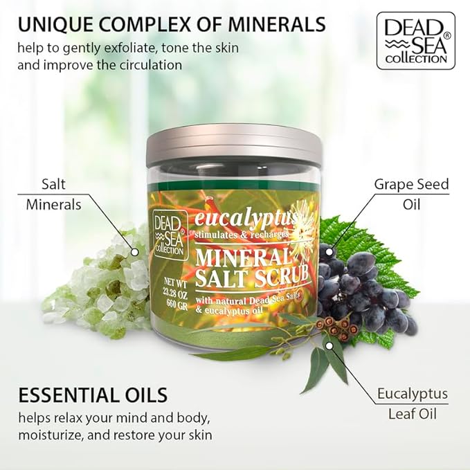 Dead Sea Collection Eucalyptus Salt Scrub – Exfoliating Body Scrub - Image 2