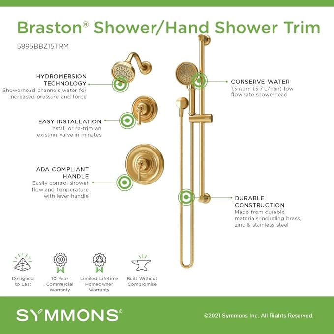 Symmons Braston HydroMersion Double Handle Shower Trim Kit - Image 4