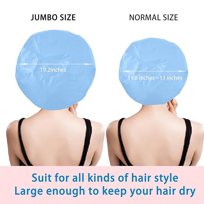 Jumbo Size Shower Cap 2 PCS Waterproof Shower Caps - Image 4