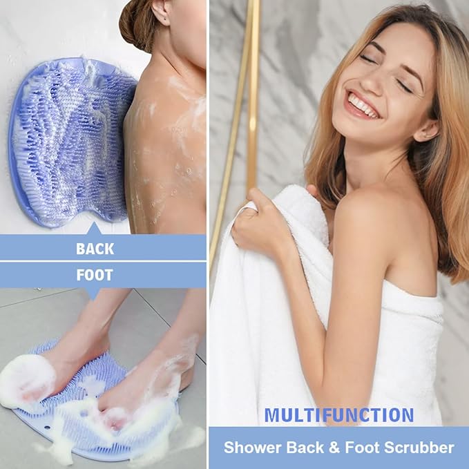 1 Pcs Shower Back & Foot Scrubber, Wall Mounted Back Scrubber Silicone Bath - Image 3