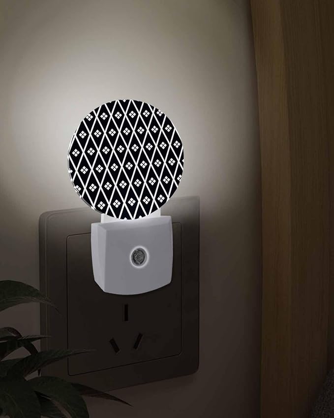 Night Lights Auto Sensor Black Diamond Night Light Geometric Rhombus Round Lamp - Image 3