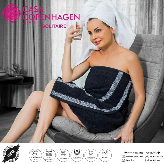 CASA COPENHAGEN Solitaire 6Pcs 100% Egyptian Cotton Large Designer Towels Gift - Image 6