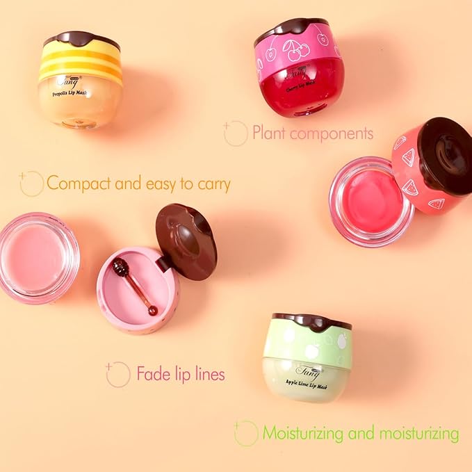 6 PCS Bee Lip Balm Honey Pot, Lip Mask Propolis Moisturizing, Prevention Dry - Image 5