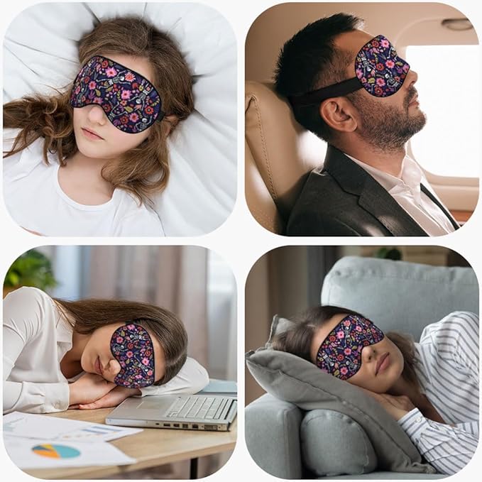 Dancing Skeletons Eye Mask Sleeping Mask Garden Flower Leaves Dead Halloween - Image 5