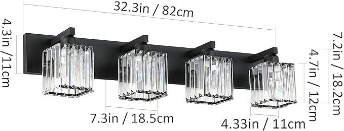 Aipsun Black Light Fixtures Bathroom Vanity Light Crystal Modern Vanity Light - Image 6