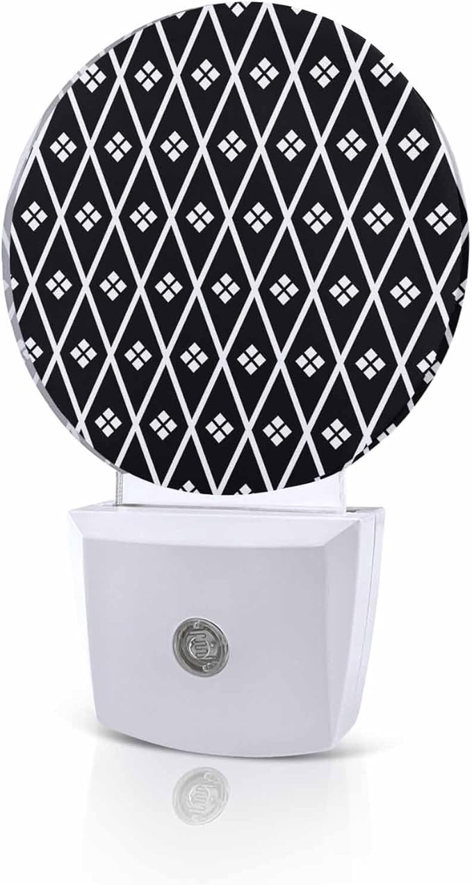Night Lights Auto Sensor Black Diamond Night Light Geometric Rhombus Round Lamp by Home+L6