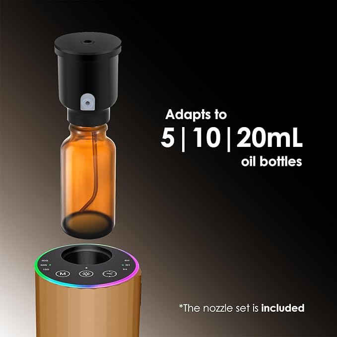Waterless Essential Oil Diffuser, 7 Colors LED Light, Battery Powered Mini - Image 2