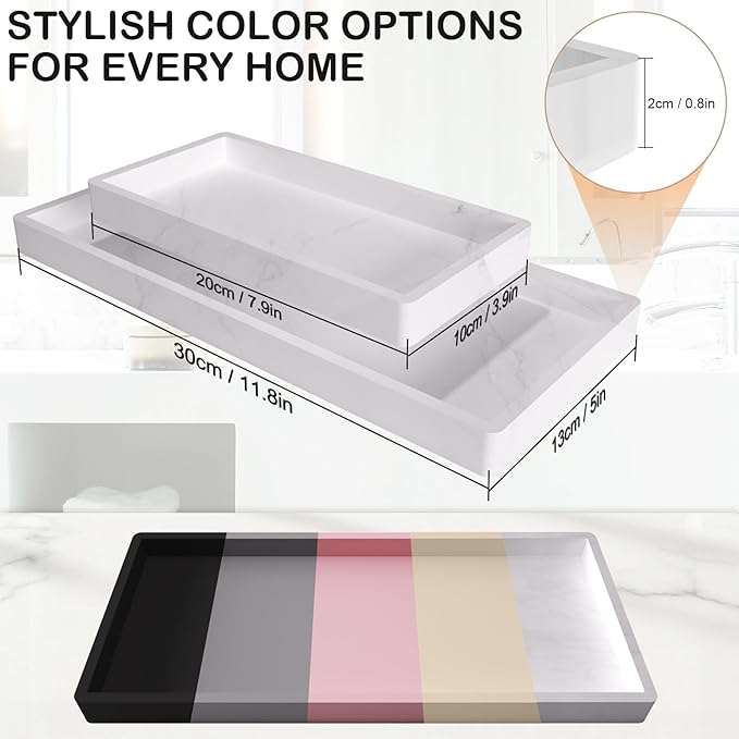 Silicone Bathroom Vanity Tray, 7.8 x 3.9 Inch Perfume Trays - Image 3