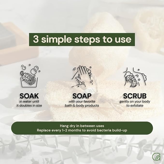 Chill Ah Natural Loofah Sponge Set – 100% Plant-Based, Biodegradable Bath - Image 6
