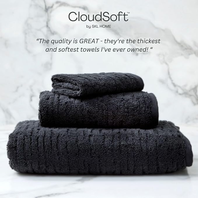 SKL Home CloudSoft 100% Cotton Luxury 6-Piece Towel Set, 600 GSM, Ultra Plush & - Image 6