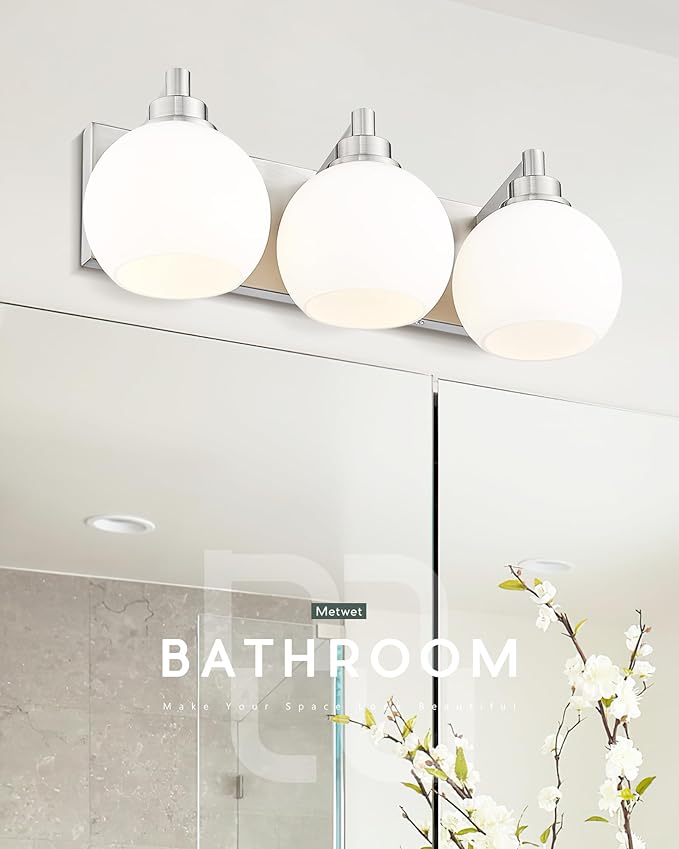 Bathroom Light Fixtures, 3-Light Brushed Nickel Vanity Light, Modern Wall - Image 6