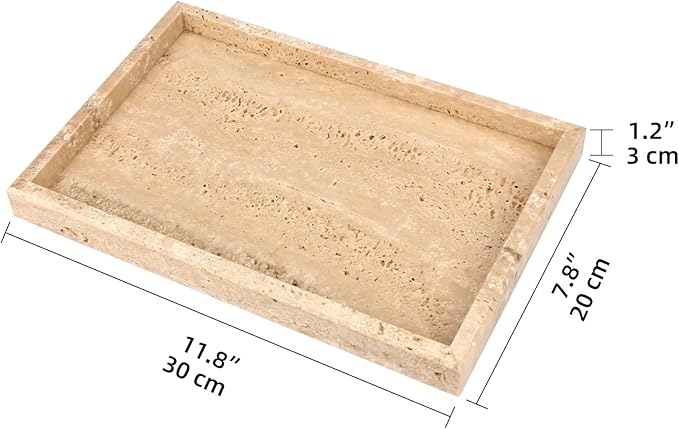 Marble Bathroom Vanity Tray, Natural Luxury Vanity Home Kitchen Bathroom Table - Image 2