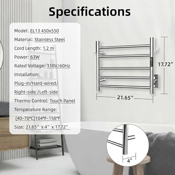 P&Dlusir Towel Warmer, Heated Towel Rack - Image 7