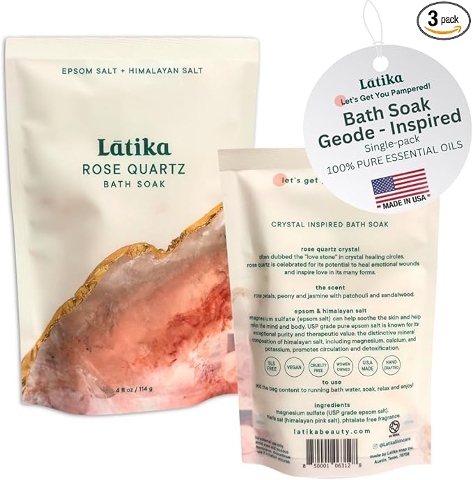 Latika Geode-Inspired Bath Soak Single Pack- Rose Quartz by LatikaBeauty