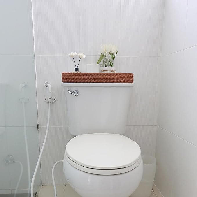 Rattan Bathroom Vanity Trays Toilet Tank Baskets Long Narrow Hand Towel Storage - Image 7