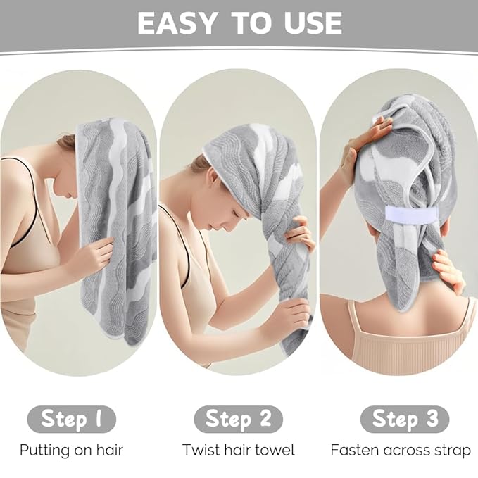 SUNLAND Microfiber Hair Towels Anti Frizz Hair Drying Towel Super Absorbent - Image 5