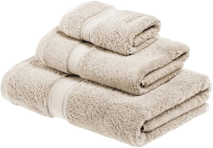 SUPERIOR Egyptian Cotton Pile 3 Piece Towel Set, Includes 1 Bath, 1 Hand by SUPERIOR