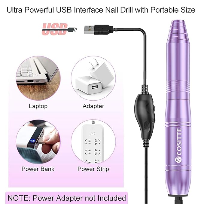 COSITTE Electric Nail Drill, USB Electric Nail Drill Machine - Image 2