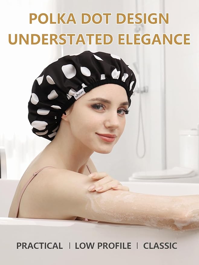 Years calm Shower Caps for Women Reusable Waterproof, Double Layer Waterproof - Image 5