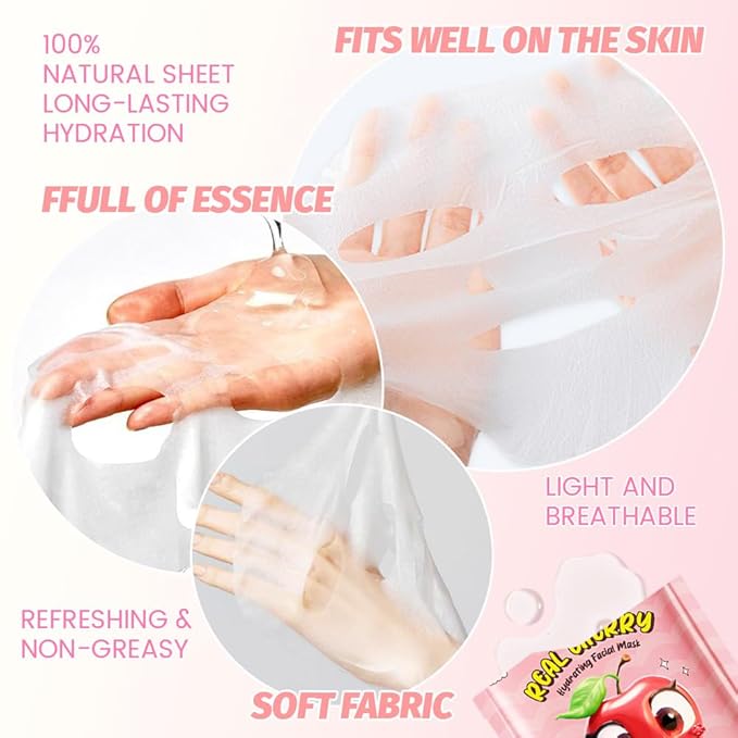 Kaely 10 Pack Fruit Face Masks for Kids, Kids Face Mask Spa Day Kit Supplies - Image 4