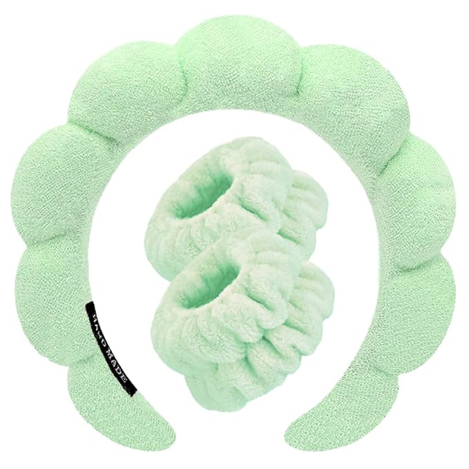 Spa Headbands for Washing Face Wristband Set Sponge Makeup Skincare Headband by Tetizo