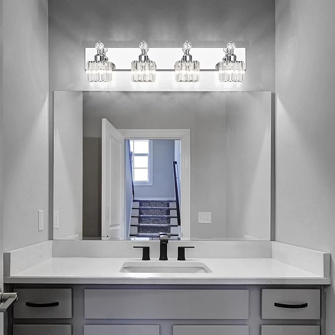 PRESDE Crystal 4 Light Bathroom Vanity Lights Chrom Vanity Light - Image 2
