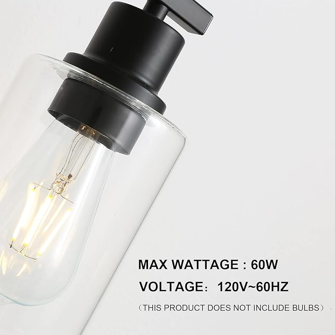 Bathroom Vanity Light Fixtures, 3-Light Matte Black Bathroom Lights, Wall - Image 5