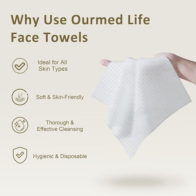 Ourmed Life Disposable Face Towel | 150 Count Lint-Free Biodegradable Clean - Image 8