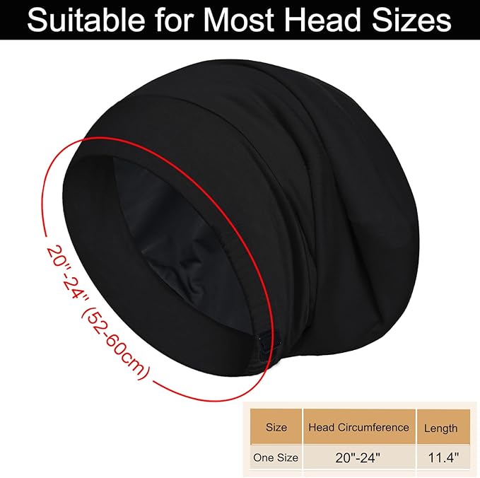 Sleep Cap Bonnet for Sleeping, Adjustable Cooling Ice Silk Lined Hair Bonnets - Image 5