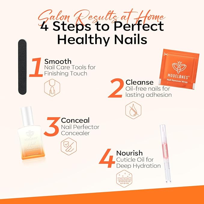 Modelones Nail Strengthener Kits Milky White Nail Polish Remover Pads Cuticle - Image 8