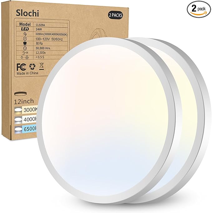 2PACK LED Flush Mount Ceiling Light Fixture, 3000K-4000K-6500K & 150W by CeilingLights
