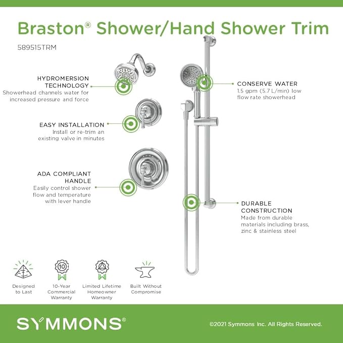 Symmons Braston HydroMersion Double Handle Shower Trim Kit - Image 4