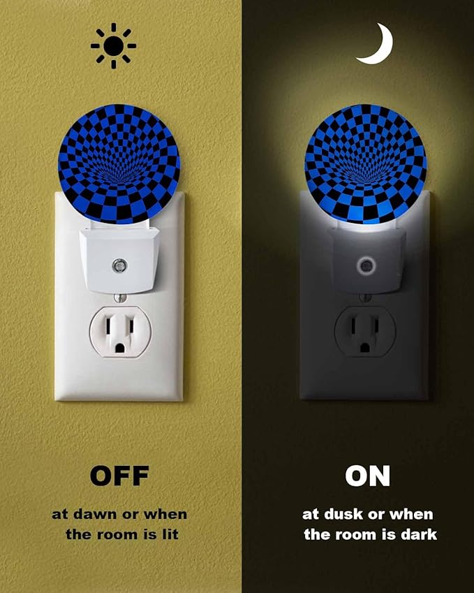 Night Lights Auto Sensor Blue Black Checker Night Light 3D Abstract Mosaic - Image 6