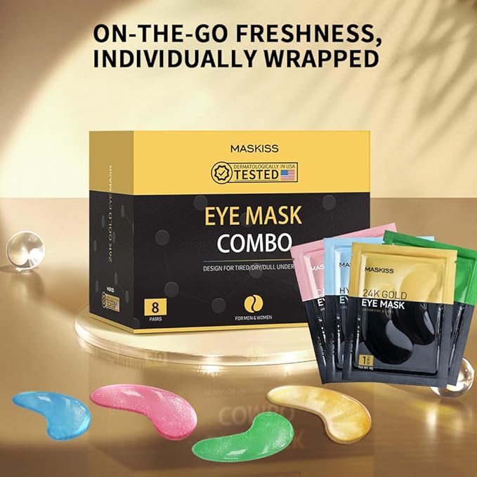 Maskiss Under Eye Patches, 24K Gold, Hyaluronic Acid, Aloe Vera Eye Masks - Image 9