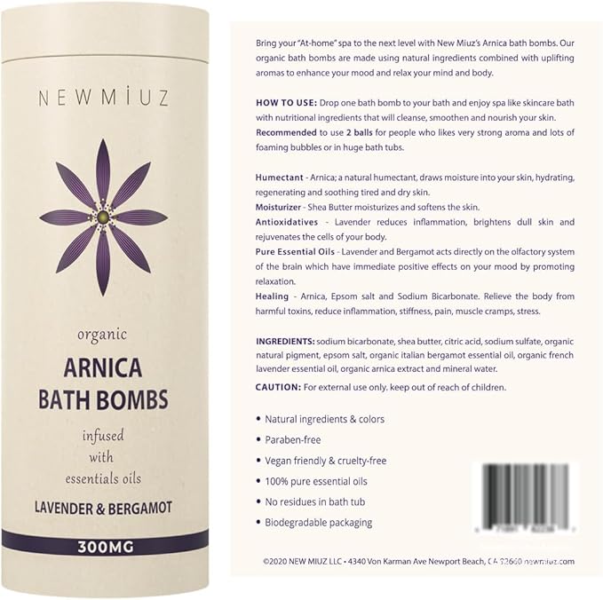 Arnica Bubble Bath Bombs Lavender Bergamot Essential Oils Luxurious Mega - Image 8