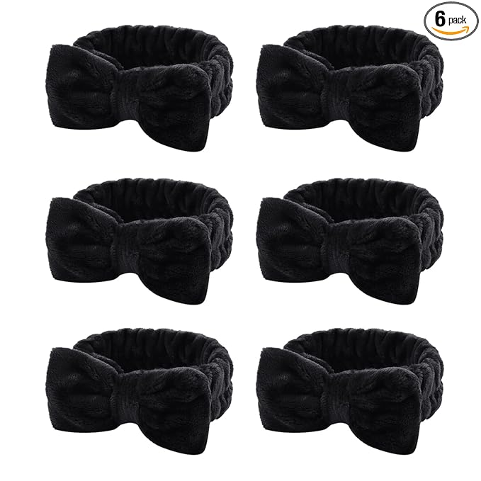 Casoty 6 Pcs Black Spa Headband, Bow Hair Band, Hair Band by Casoty