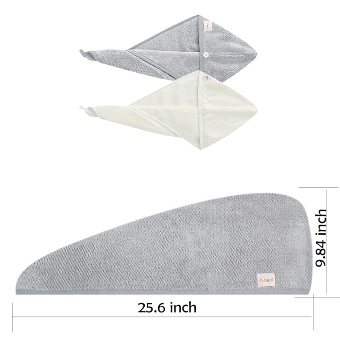 M-bestl 2 Pack Hair Towel Wrap, Absobent Hair Drying Towel - Image 6