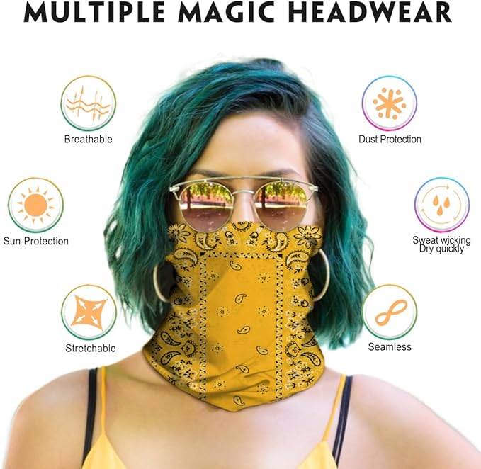 Venswell Neck Gaiter Face Mask Men Women, Seamless Bandana Rave Face Cover - Image 3