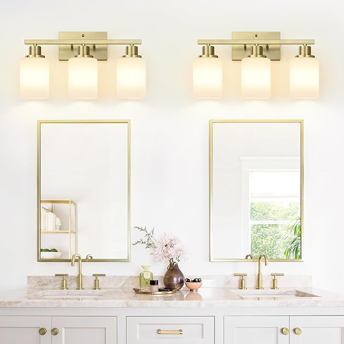 MOKATNG 3-Light Bathroom Light Fixtures, Aged Brass Vanity Light - Image 6