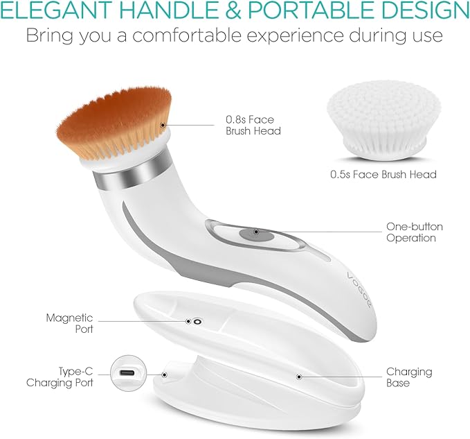 VOGOE Facial Cleansing Brush-Spin Face Scrubber Exfoliator Rechargeable - Image 6