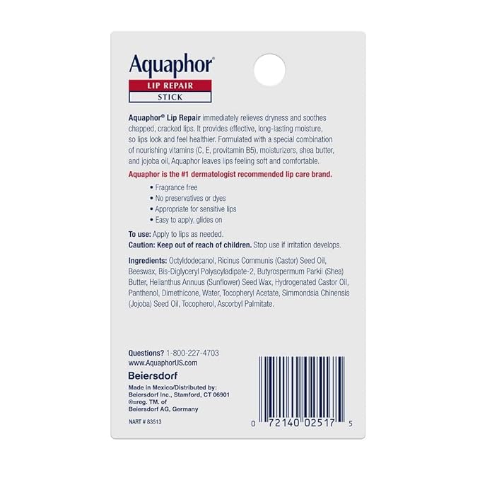 Aquaphor Lip Repair Stick, Moisturizing Lip Balm Pack, Relieves Dryness - Image 11