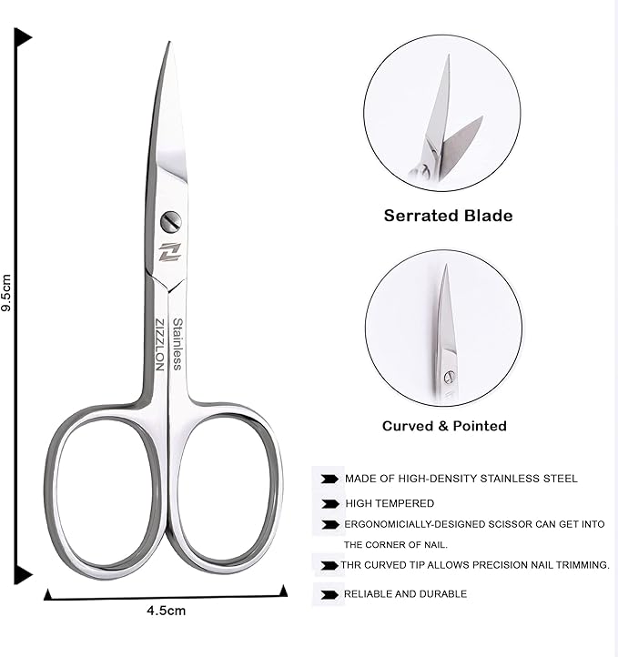 Nail Scissors Curved Micro Serrated Stainless Steel Eyebrow Scissors - Image 5