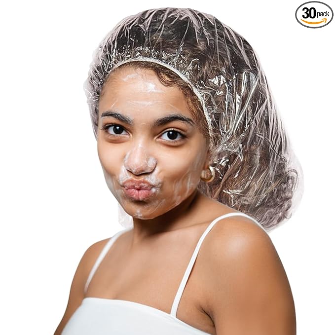 Shower Cap 30 Pcs Disposable Plastic Bath Cap Waterproof Spa Shower Cap XLarge by senthair